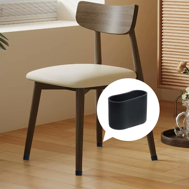 Geesatis 1.3" X 0.6" Oval Black Furniture Plastic Feet Cover Table Chair Legs Pad Floor Protector, PVC, Indoor & Outdoor Use, 20PCS - Image 3